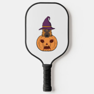 Halloween German Shepherds With Witch Hat Stuck In Pickleball Paddle