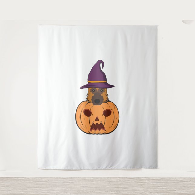 Halloween German Shepherds With Witch Hat Stuck In Tapestry (Front)