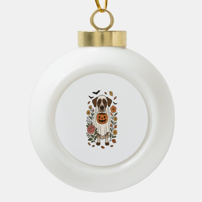 Halloween German Shorthaired Pointer Ceramic Ball Christmas Ornament (Front)
