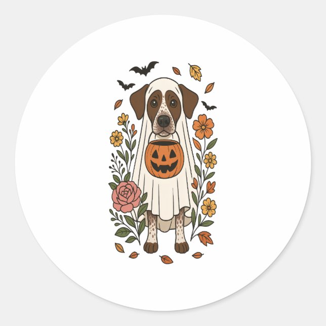 Halloween German Shorthaired Pointer Classic Round Sticker (Front)