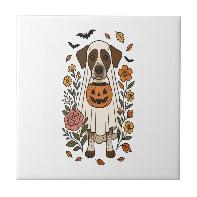 Halloween German Shorthaired Pointer Tile (Front)