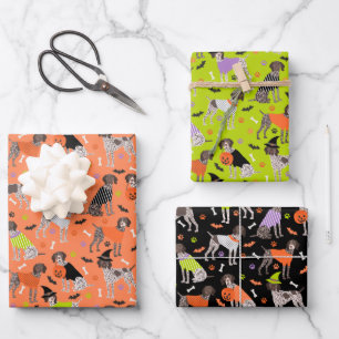 Halloween German Shorthaired Pointer Wrapping Paper Sheet