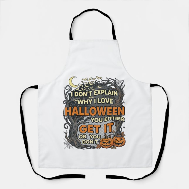 Halloween Get It Spooky Tree Pumpkins Bats Spiderw Apron (Front)