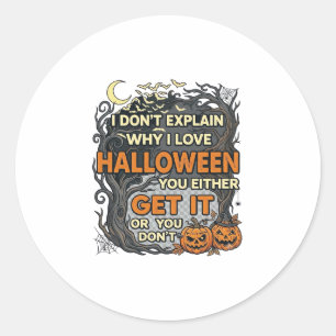 Halloween Get It Spooky Tree Pumpkins Bats Spiderw Classic Round Sticker