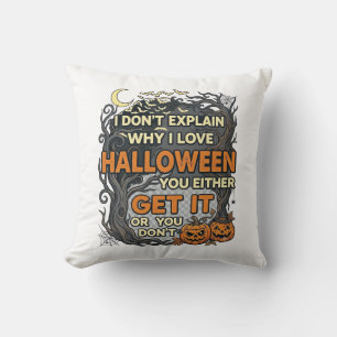 Halloween Get It Spooky Tree Pumpkins Bats Spiderw Cushion