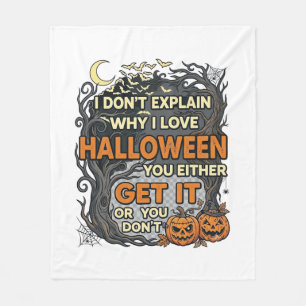 Halloween Get It Spooky Tree Pumpkins Bats Spiderw Fleece Blanket