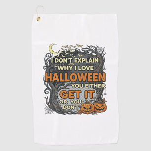 Halloween Get It Spooky Tree Pumpkins Bats Spiderw Golf Towel