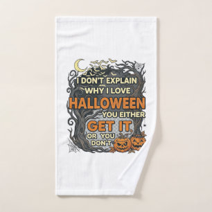 Halloween Get It Spooky Tree Pumpkins Bats Spiderw Hand Towel