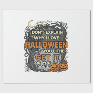 Halloween Get It Spooky Tree Pumpkins Bats Spiderw Wrapping Paper