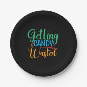 Halloween Getting Candy Wasted Birthday Paper Plate