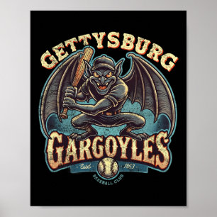 Halloween Gettsyburg Gargoyles Minor League Baseba Poster