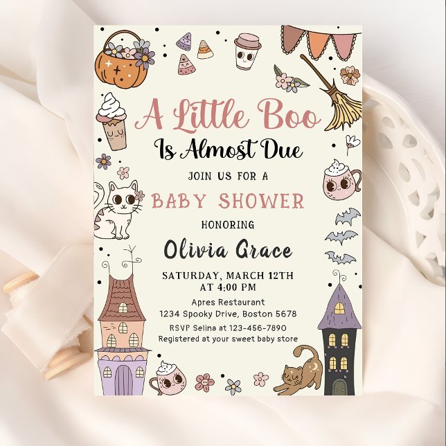  Halloween Ghost A Little Boo Is Due Baby Shower  Invitation (Creator Uploaded)