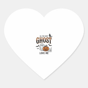 Halloween Ghost All The Ghost Love Me Funny Vintag Heart Sticker