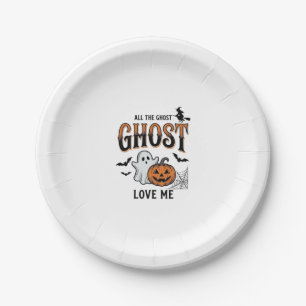 Halloween Ghost All The Ghost Love Me Funny Vintag Paper Plate