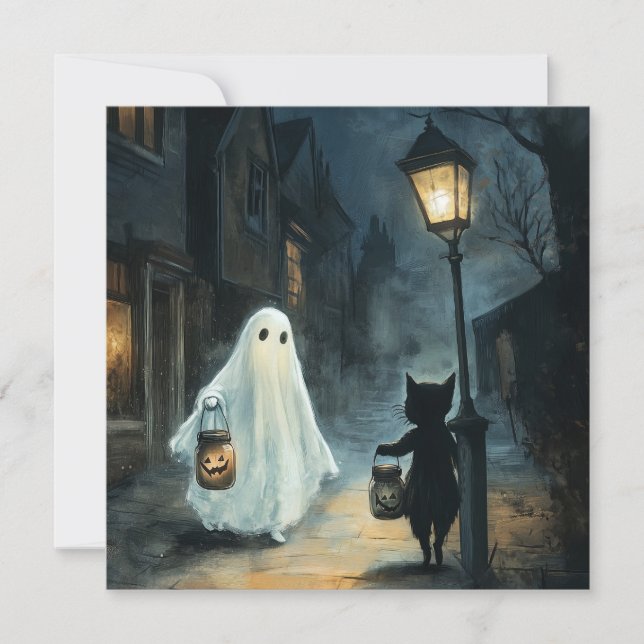 Halloween Ghost and Cat Encounter (Front)
