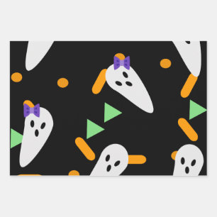 Halloween Ghost and Confetti Wrapping Paper Sheet