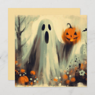 Halloween Ghost and Jack-o'lantern Spooky Card