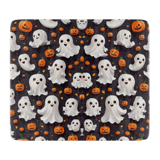 Halloween Ghost and Pumpkin Cutting Board (Front)