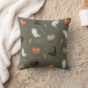 Halloween ghost and pumpkin decor cushion