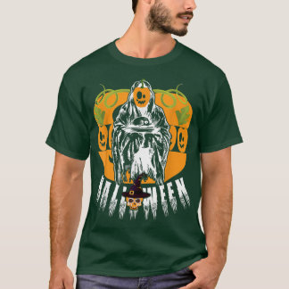 Halloween Ghost And Pumpkin Happy Saying Trick or  T-Shirt