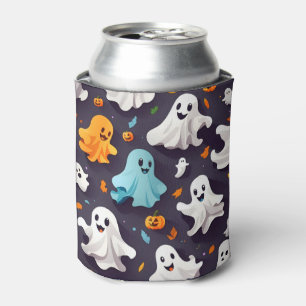 Halloween Ghost and Pumpkins  Can Cooler