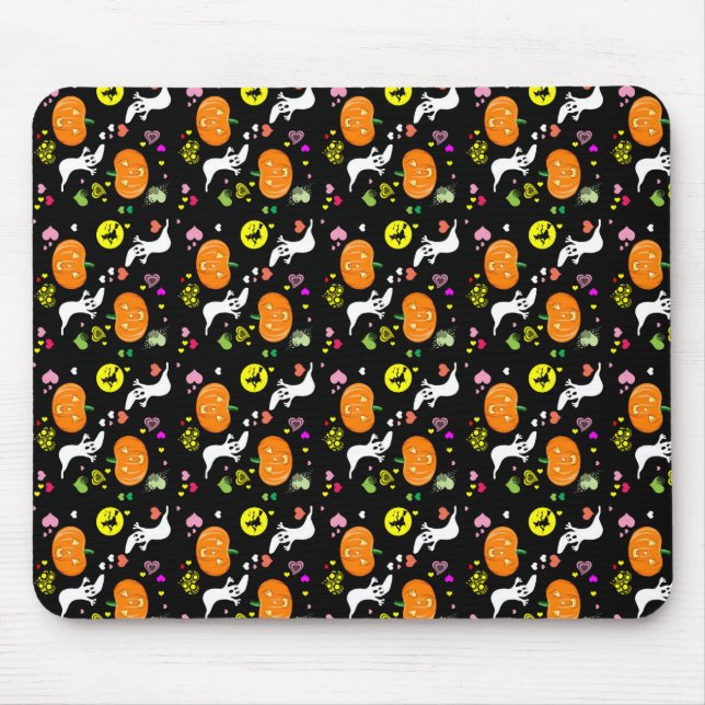Halloween Ghost and Pumpkins Mouse Mat (Front)