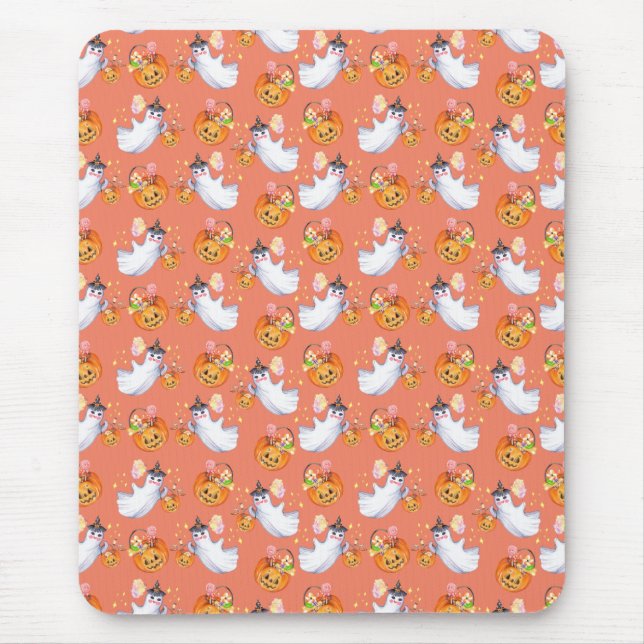 Halloween ghost and sweets seamless pattern tank t mouse mat (Front)