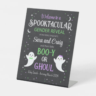 Halloween ghost baby gender reveal pedestal sign