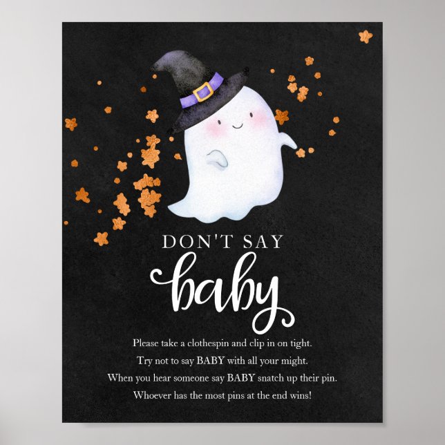 Halloween Ghost Baby Shower Don't Say Baby Sign (Front)