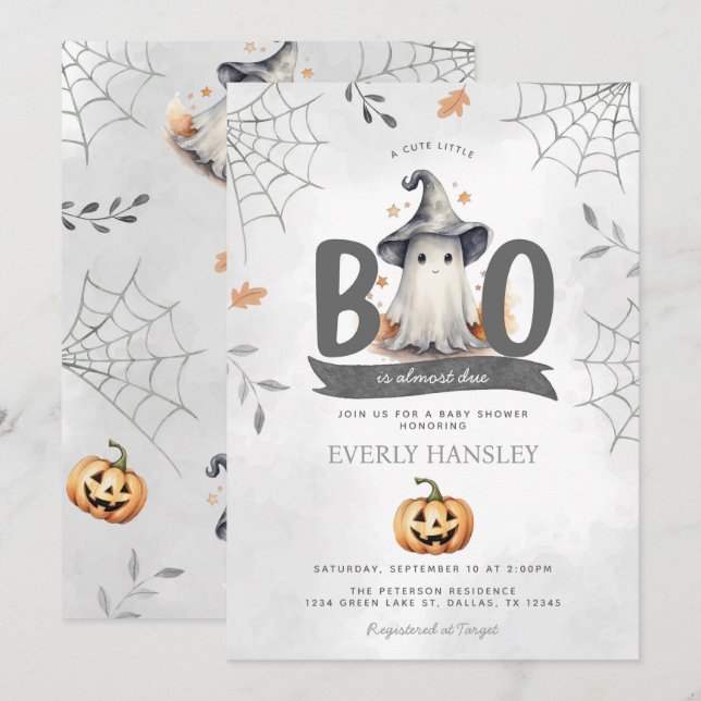 Halloween Ghost Baby Shower Invitation (Front/Back)