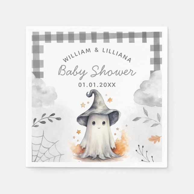 Halloween Ghost Baby Shower Paper Napkins (Front)