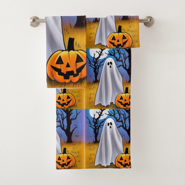 Halloween Ghost Bath Towels Set (Insitu)