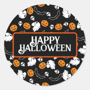 Halloween Ghost Bats Skull Pumpkin Classic Round Sticker