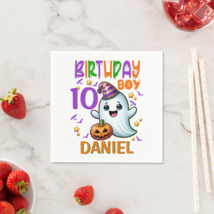 Halloween Ghost Birthday Boy Spooky Party Design Napkin