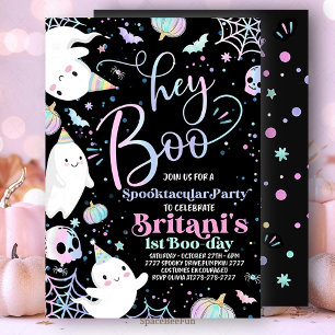Halloween Ghost Birthday Invitation Party Hey Boo