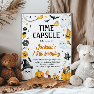 Halloween Ghost Birthday Party Time Capsule Sign