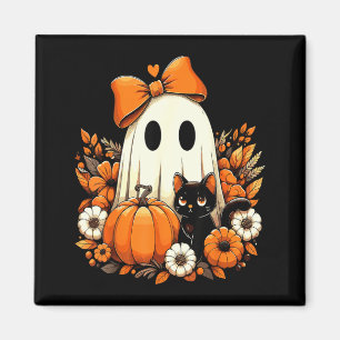 Halloween Ghost Black Cat Floral Groovy Magnet