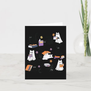 Halloween Ghost Black Cat Reading Book Costume Card