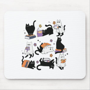 Halloween Ghost Black Cat Reading Book Costume Mouse Mat