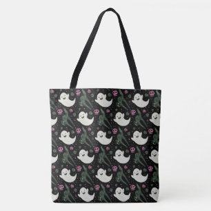Halloween Ghost, Black Cats and Skulls Tote Bag