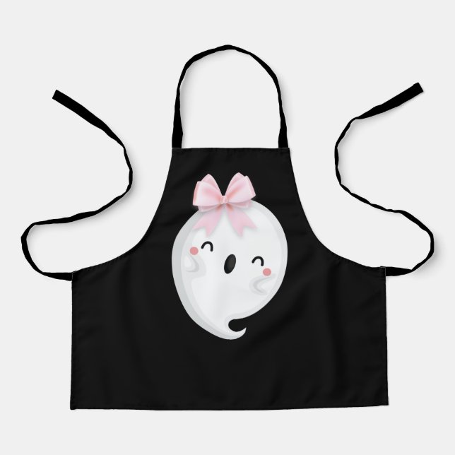 Halloween Ghost Black White Apron (Front)