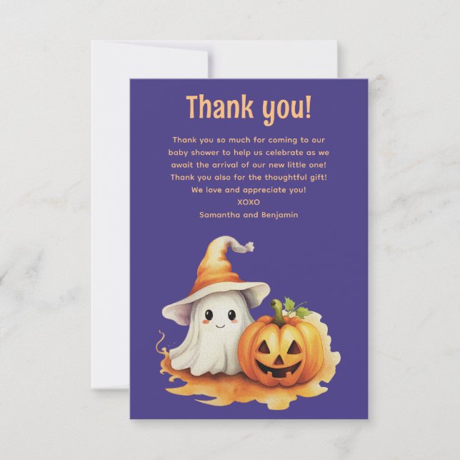 Halloween Ghost Boo baby shower  Thank You Card (Front)