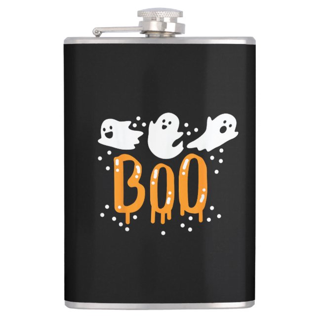 Halloween Ghost Boo Cute Hip Flask (Front)