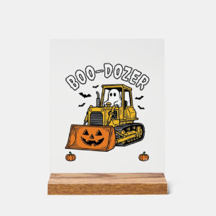 Halloween Ghost Boo Dozer Funny Bulldozer_1 Acrylic Sign