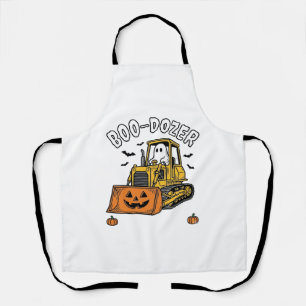 Halloween Ghost Boo Dozer Funny Bulldozer_1 Apron