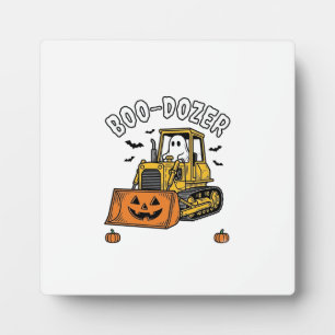 Halloween Ghost Boo Dozer Funny Bulldozer_1 Plaque
