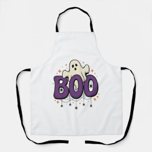 Halloween Ghost Boo Funny Spider Vintage_1 Apron