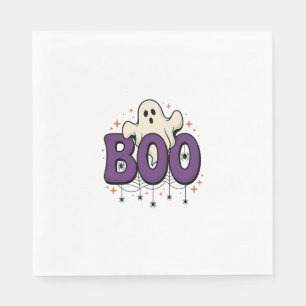 Halloween Ghost Boo Funny Spider Vintage_1 Napkin