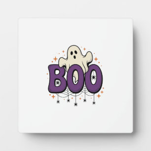 Halloween Ghost Boo Funny Spider Vintage_1 Plaque