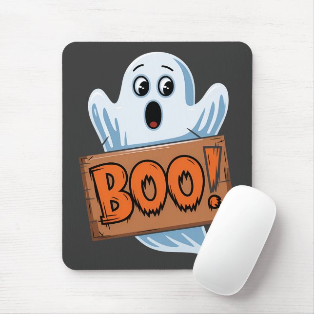 Halloween Ghost Boo Mouse Mat (With Mouse)